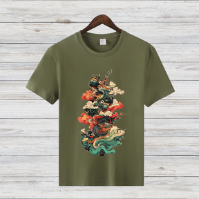 Mystischer Drachenbaum | Asiatisches Kunst T-Shirt | Fantasievolles Design | Stilvolles Baumwollshirt für Wintertage
