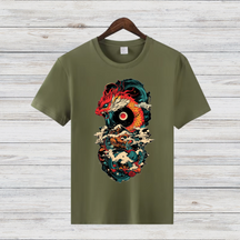 Mystischer Drachenkrieger | Asiatisches Kunst T-Shirt | Fantasievolles Drachenmotiv | Streetwear Shirt für Winter