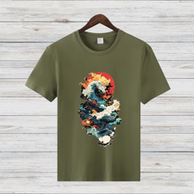 Japanische Welle | Künstlerisches T-Shirt | Stilvolles Design | Trendiges Shirt für Kunstliebhaber