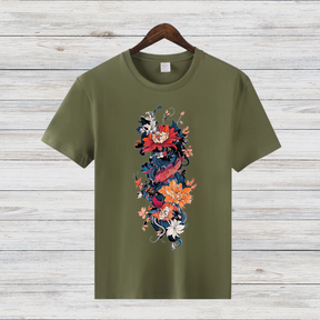 Japanisches Drachen Shirt | Stilvolles T-Shirt mit Drachenmotiv | Asiatische Kunst | Baumwollshirt für den Winter