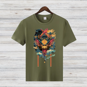 Mystischer Drachengeist | Asiatisches Kunst T-Shirt | Stylisches Fantasy Shirt | Statement Shirt für Drachenfans