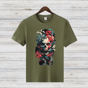Totenkopf Kunst T-Shirt | Gothic Skull Shirt | Mystisches Design | Statement Shirt für Fans düsterer Ästhetik