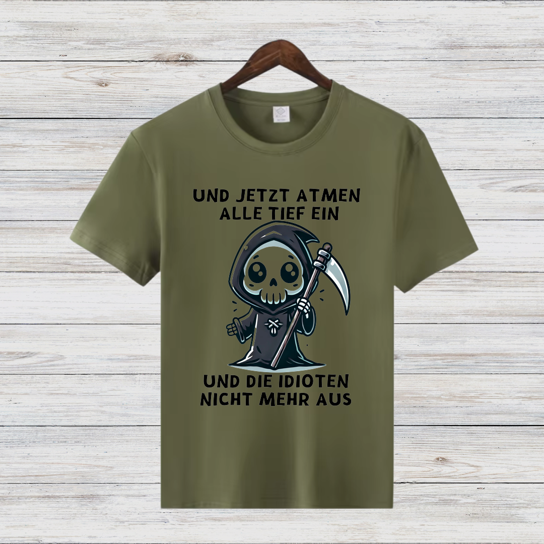 Sensenmann Shirt | Humorvolles Statement | Lustiges Winterdesign | Damen T-Shirt für kalte Tage