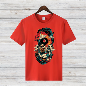 Mystischer Drachenkrieger | Asiatisches Kunst T-Shirt | Fantasievolles Drachenmotiv | Streetwear Shirt für Winter