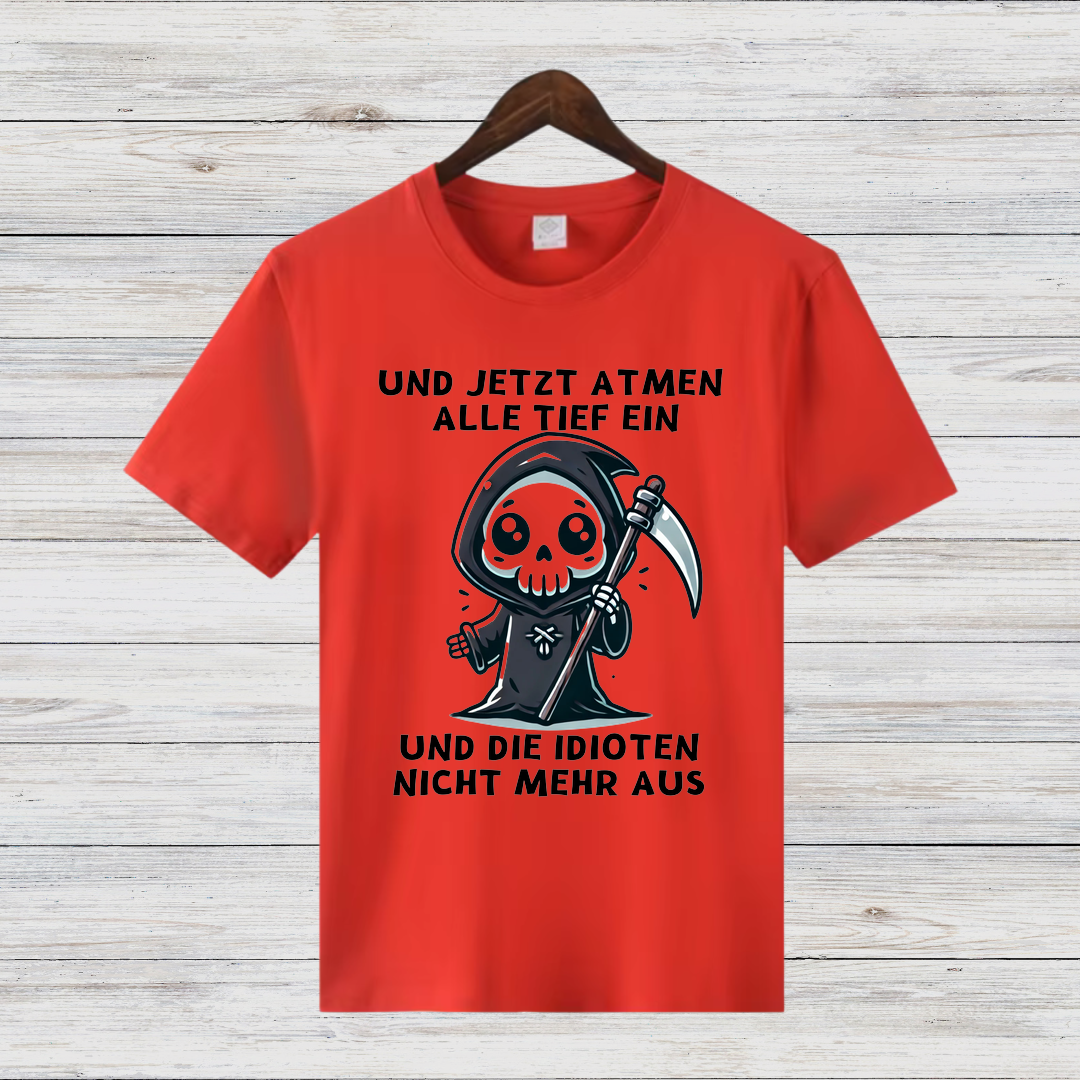 Sensenmann Shirt | Humorvolles Statement | Lustiges Winterdesign | Damen T-Shirt für kalte Tage