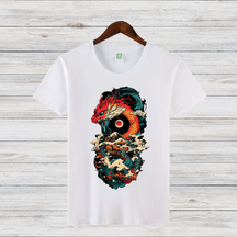 Mystischer Drachenkrieger | Asiatisches Kunst T-Shirt | Fantasievolles Drachenmotiv | Streetwear Shirt für Winter
