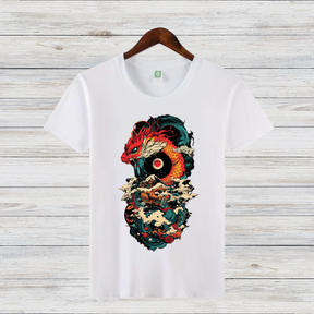Mystischer Drachenkrieger | Asiatisches Kunst T-Shirt | Fantasievolles Drachenmotiv | Streetwear Shirt für Winter