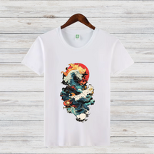 Japanische Welle | Künstlerisches T-Shirt | Stilvolles Design | Trendiges Shirt für Kunstliebhaber