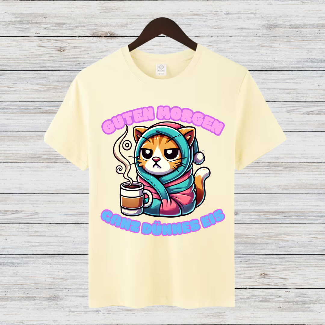 Guten Morgen Katze | Lustiges Wintershirt | Humorvolles Katzen-Design | Statement Shirt für kalte Tage