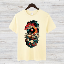 Mystischer Drachenkrieger | Asiatisches Kunst T-Shirt | Fantasievolles Drachenmotiv | Streetwear Shirt für Winter