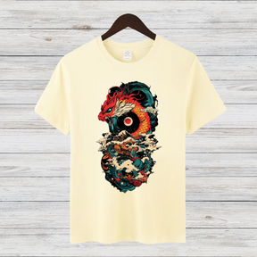 Mystischer Drachenkrieger | Asiatisches Kunst T-Shirt | Fantasievolles Drachenmotiv | Streetwear Shirt für Winter