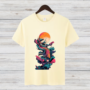 Mystischer Drachengeist | Künstlerisches Fantasy T-Shirt | Stilvolles Winter-Shirt | Asiatisches Drachenmotiv | Baumwollshirt für Fantasy-Fans