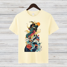 Mystisches Kunst-Shirt | Japanisches Wellen-Design | Stilvolles Winter T-Shirt | Fashion-Statement für Kreative