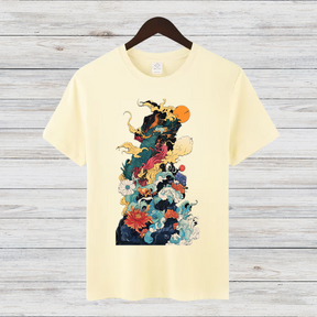 Mystisches Kunst-Shirt | Japanisches Wellen-Design | Stilvolles Winter T-Shirt | Fashion-Statement für Kreative