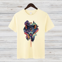 Mystischer Wolf | Kunstvolles T-Shirt | Spirituelles Wolfsmotiv | Stilvolles Statement Shirt für Tierliebhaber