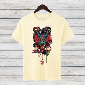 Mystischer Drachengeist | Asiatisches Kunstshirt | Samurai & Drachen Design | Stylisches Fantasy T-Shirt für den Winter