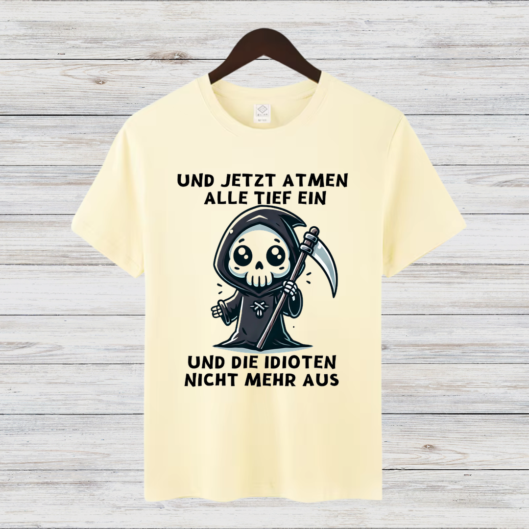 Sensenmann Shirt | Humorvolles Statement | Lustiges Winterdesign | Damen T-Shirt für kalte Tage