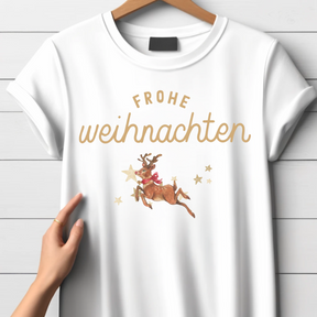 Frohe Weihnachten Shirt | Festliches Rentier Design | Damen Weihnachtsoutfit | Stilvoll & Bequem | Perfekt für die Winterzeit