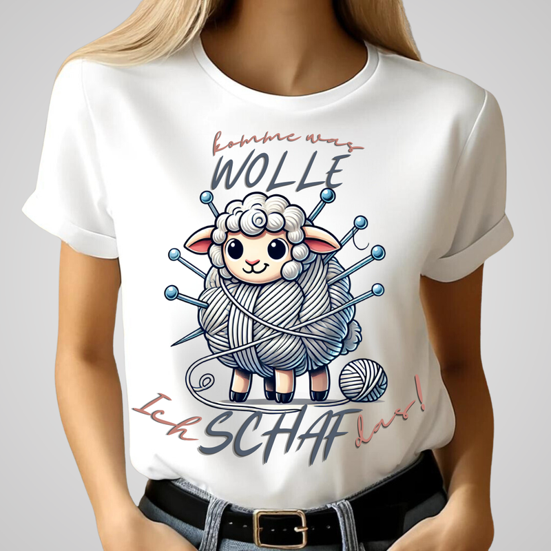 Komme was Wolle | Lustiges Strick-Shirt | Humorvolles Schäfchen-Design | Statement-Shirt für Strickfans