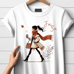 Herbst-Chic | Stylisches T-Shirt für Damen | Elegante Herbstillustration | Perfekt für die kalte Jahreszeit