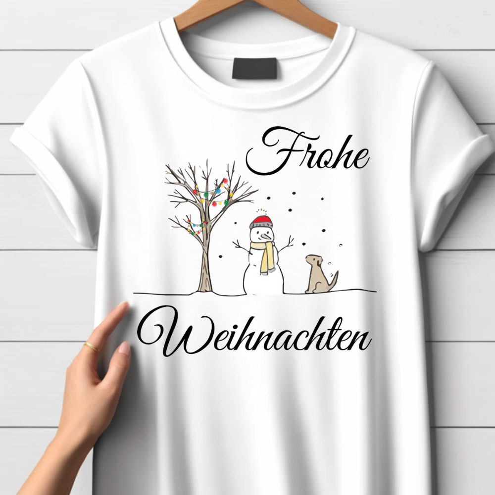 Frohe Weihnachten Shirt | Winterliches T-Shirt | Lustiges Schneemann-Design | Weihnachtsoutfit für Damen