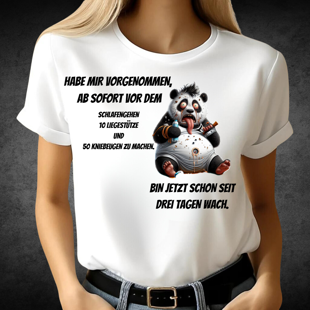 Panda Fitness Shirt | Lustiges Motiv-T-Shirt | Humorvolles Statement-Shirt | Wintermode für Damen