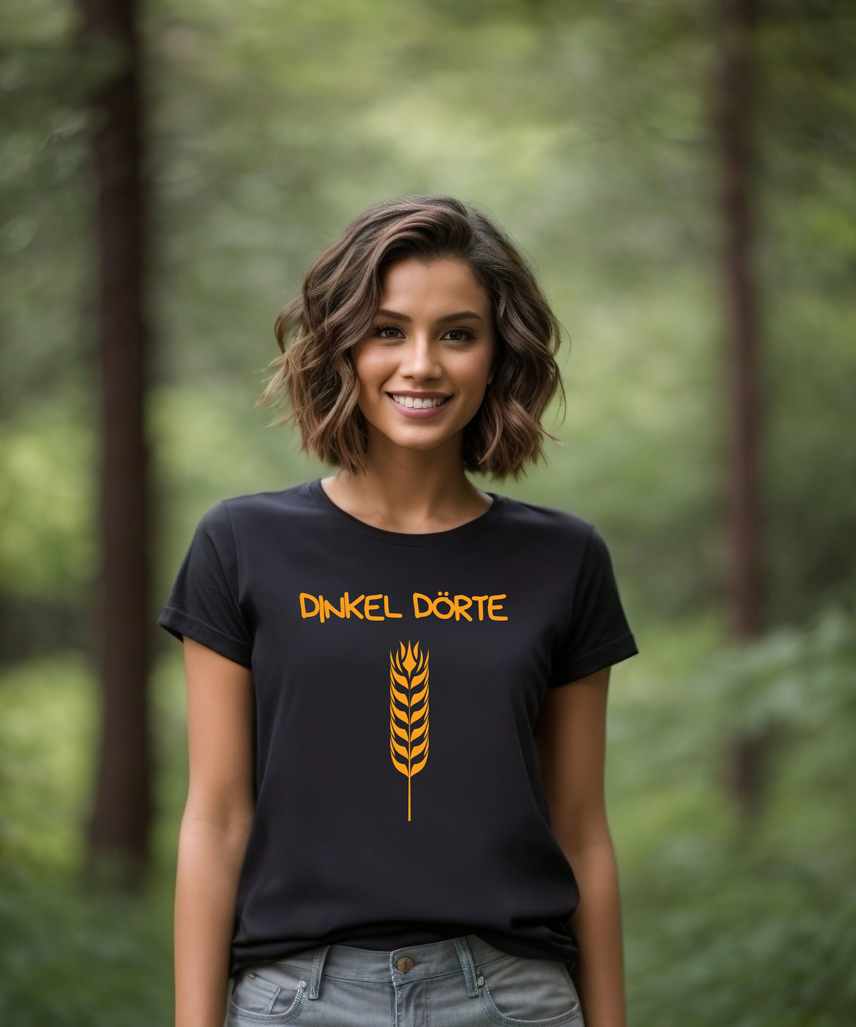 Dinkel Dörte | Lustiges Statement T-Shirt | Herbstliches Baumwoll-Shirt mit Weizen-Design