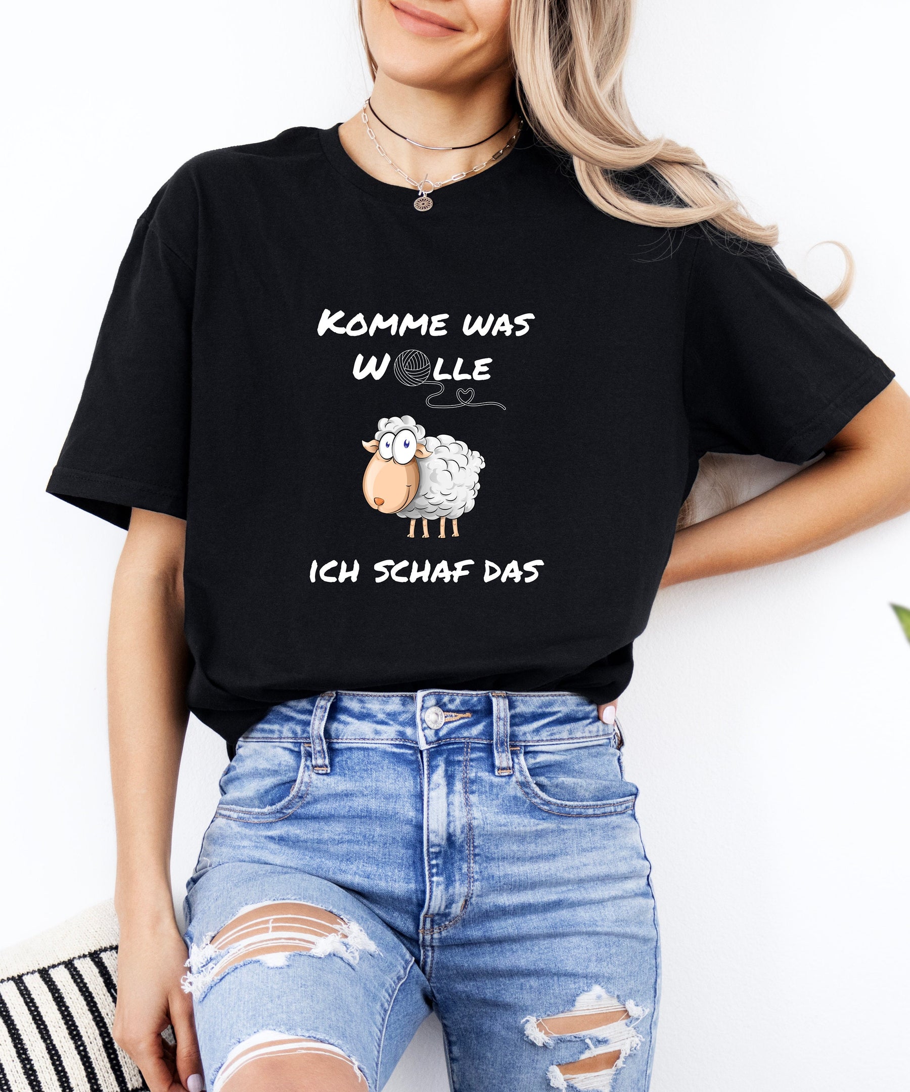 Lustiges Baumwoll-T-Shirt – Herbst-Statement mit Schaf-Print