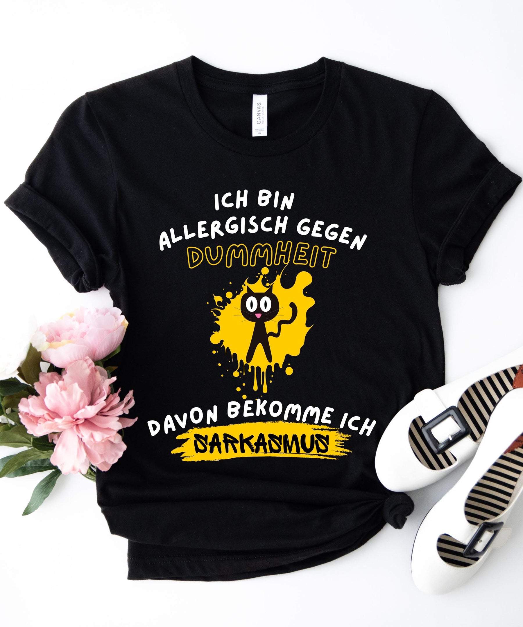 Allergisch Gegen Dummheit | Lustiges Katzen-Shirt | Statement T-Shirt mit Sarkasmus